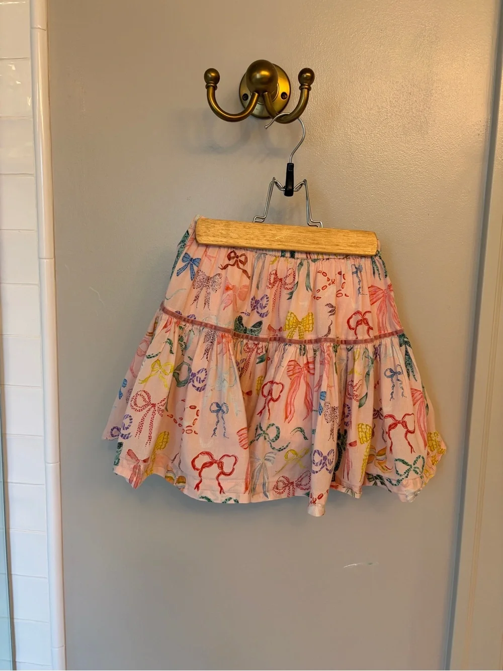 Pink Chicken Pink Bow-Print Tiered Skirt